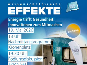 Blause EFFEKTE Plakat mit den Veranstaltungsdaten und dem Ausschnitt eines Wohnmobils, dass Mitmach-Aktionen zeigt