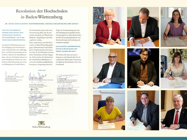 Unterzeichnung der Resolution gegen sexuelle Belästigung, Foto: MWK