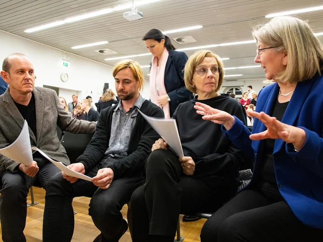 Beim Neujahrsempfang 2019 (v.l.): Prof. Dr. Götz Schwab, Emmanuel Breite, Dr. Nicole Bachor-Pfeff und Prof. Dr. Heidi Rösch. Foto: David Manherz / Pädagogische Hochschule Karlsruhe