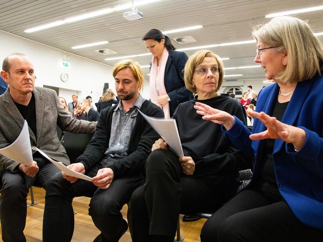 Beim Neujahrsempfang 2019 (v.l.): Prof. Dr. Götz Schwab, Emmanuel Breite, Dr. Nicole Bachor-Pfeff und Prof. Dr. Heidi Rösch. Foto: David Manherz / Pädagogische Hochschule Karlsruhe