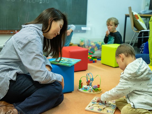 Rückzugsort: Der neue Eltern-Kind-Raum der Pädagogischen Hochschule Karlsruhe. Foto: Lea Schmitt/PHKA